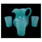 Morgantown Seaweed Ockner Jug & Three Tumblers