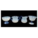 Assortment of Four Fry Foval Delft Blue Items