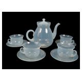 H.C. Fry Opalescent Teapot /4 Cups & Saucers