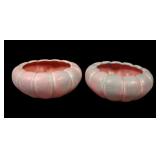 Two Muncie Art Pottery Low Cupped Mellon Rib Bowls