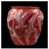 Consolidated Reverse Ruby Stain Seagulls Vase
