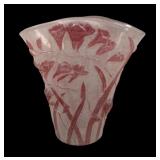 Consolidated Ruby Stain Chipped Ice Freesia Vase