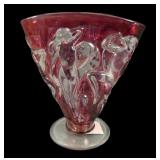 Consolidated Reverse Ruby Dancing Nymphs Fan Vase