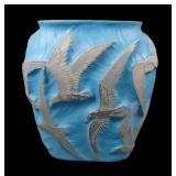 Consolidated Blue/ Silver Seagulls Pillow Vase