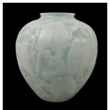 Consolidated Glass Green Wash Cased Lovebirds Vase
