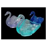 Three Signed Fenton Swan Novelties