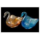 Two Vintage Iridised Swan Novelties