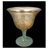 Fenton  Ice Green/Vaseline Peacock @ Urn Compote