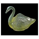 Vintage Fenton Vaseline Opal Swan Novelty