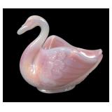 Fenton Iridised Rosalene Swan Novelty