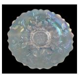 Fenton White Carnival Glass Holly Plate