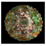 Fenton Green Holly Carnival Glass Plate