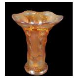 Imperial Marigold Squatty Beaded Bullseye Vase