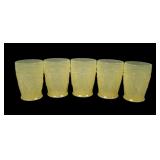 Five Yellow Opaque Uranium Grape & Cable Tumblers