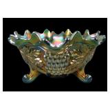 Fenton Green Grape & Cable Ruffled Fruit Bowl