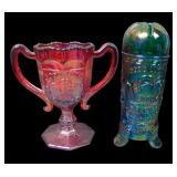 Two Fenton HOAGGA Souvenir Carnival Glass Items