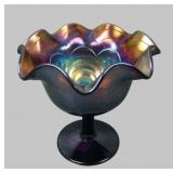 Imperial Elec Purple Scroll Embossed Compote