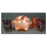 Lot of Four Fenton Carnival Glass Items