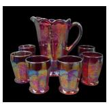 Fenton 1974 HOAGCA Red Goodluck 7 Pc Water Set