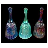 3 HOACGA Souvenir Carnival Glass Goodluck Bells