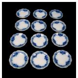 12 W.H.Gindley Flow Blue Imperial Butter Pats