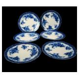 Six English Flow Blue "Touraine" 9" Plates