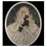 1923 Louis Icart Persian Cat Framed Etching