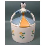 Marked Fulper Deco Girl Covered Powder Jar
