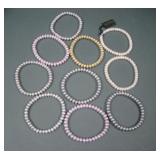 Ten Honora Cultered Pearl Rondel Stretch Bracelets