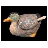 Scarce Portugal Majolica Covered Duck Condiment
