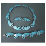 Taxco Sterling Guilloche Enameled Parure Set