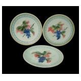 3 Black Forest Art Pottery Majolica Plates