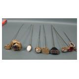 Assortment of 8 Victorian Era Long Hatpins