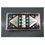 Zuni Artist Signed Inlaid Ladies Belt Buckle