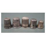 Five Vintage Sterling 925.Thimbles