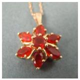 Ladies 14k Garnet Necklace & Pendant.