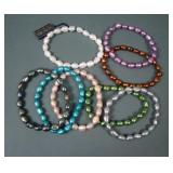 Lot of 8 Honora Cultured Pearl Stretch Bracelets