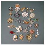 Assortment of Ladies Costume Jewelry Brooches