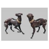 Pair of Art Deco Bronze Clad Grayhound Scupltures