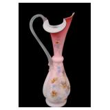 Harrach Cased Peach Blow Style Enameled Ewer