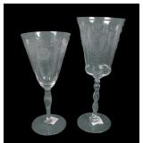Two Morgantown Crystal Etched Goblets
