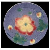 Vintage Majolica Purple Anenome Floral Plate