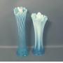 Two Pc Jefferson Blue Opal Glass Vase Lot