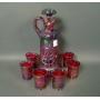 1976 Red HOACGA Goodluck 8 Pc Decanter Set