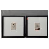 2 Pc Prints Of Charcoal Sketch W/ Mat