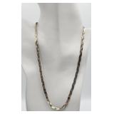 Sterling Silver Italy Tri Color 18in Braided