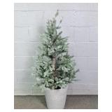 4 Ft Prelit Fur Tree In Ceramic Planter