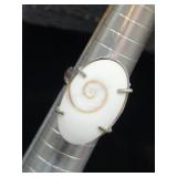 Sterling Silver Shiva Eye Shell Ring Sz 6.5