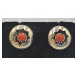 Sterling Silver Coral Shadowbox Native American