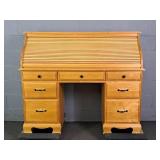 Solid Pine Roll Top Desk